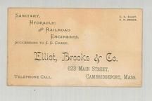 Elliot, Brooks & Co. Sanitary, Hydraulic and Railroad Engineers - Copy 2, Perkins Collection 1850 to 1900 Advertising Cards